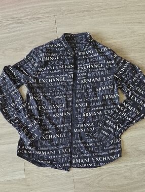 Armani Exchange Authentic All Over Logo Button Down Shirt! Size M. Slim.